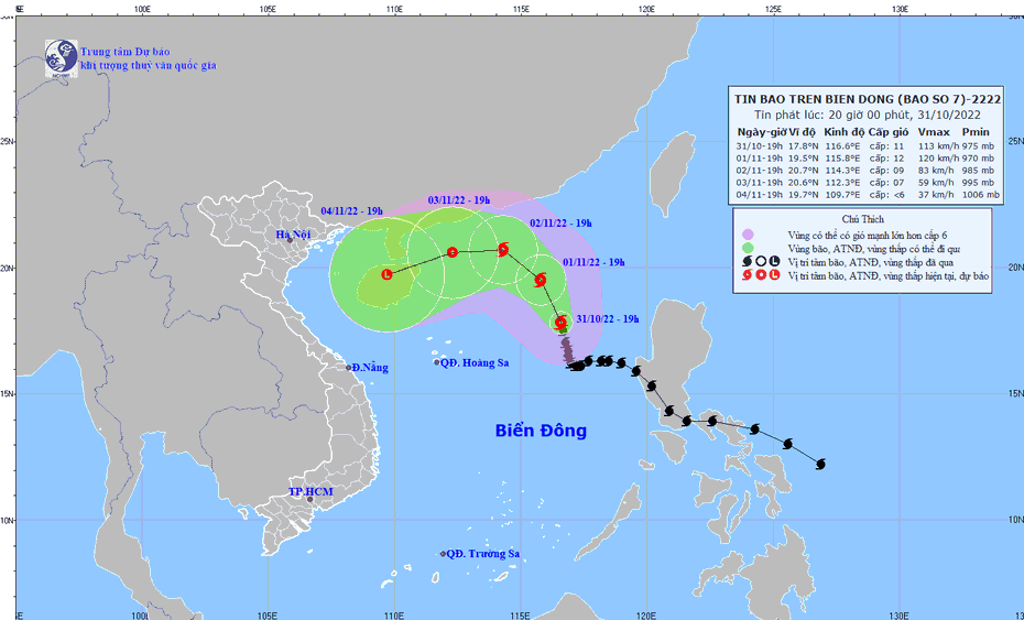 Bão số 7 khả năng mạnh lên hướng về miền Bắc nước ta