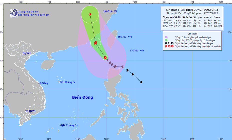 Siêu bão Doksuri giật cấp 17 đã vào Biển Đông, miền Bắc có bị ảnh hưởng?