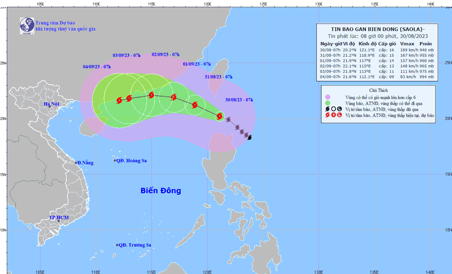 Quỹ đạo bão Saola phức tạp, thời tiết ngày 2/9 có bị ảnh hưởng từ bão?