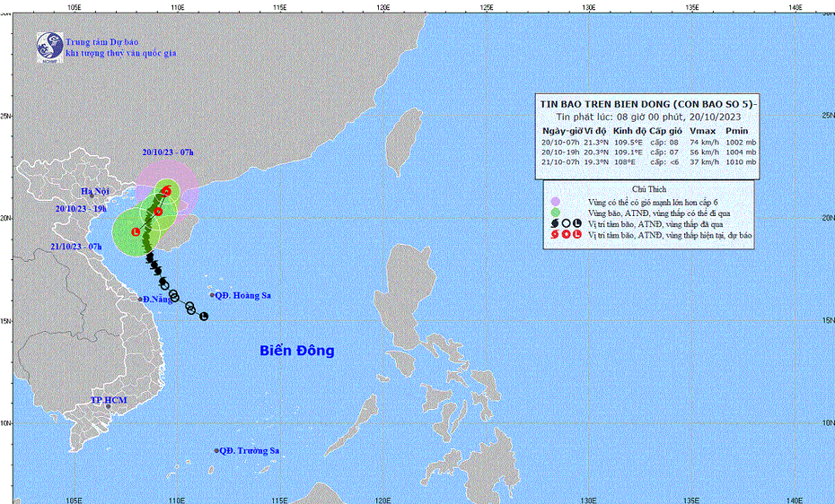 Bão số 5 giật cấp 10 bất ngờ đổi hướng