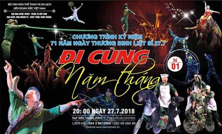 Chương trình xiếc "Đi cùng năm tháng" kỷ niệm ngày Thương binh, liệt sĩ