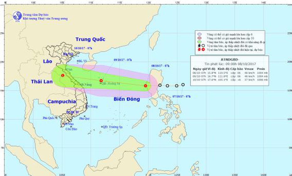 Áp thấp nhiệt đới tiến vào Biển Đông, gió giật mạnh