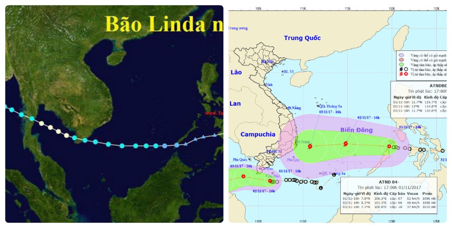 Sự giống nhau tới kỳ lạ của bão số 12 và Linda 20 năm trước