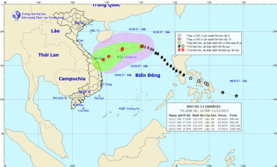Diễn biến mới của cơn bão số 13
