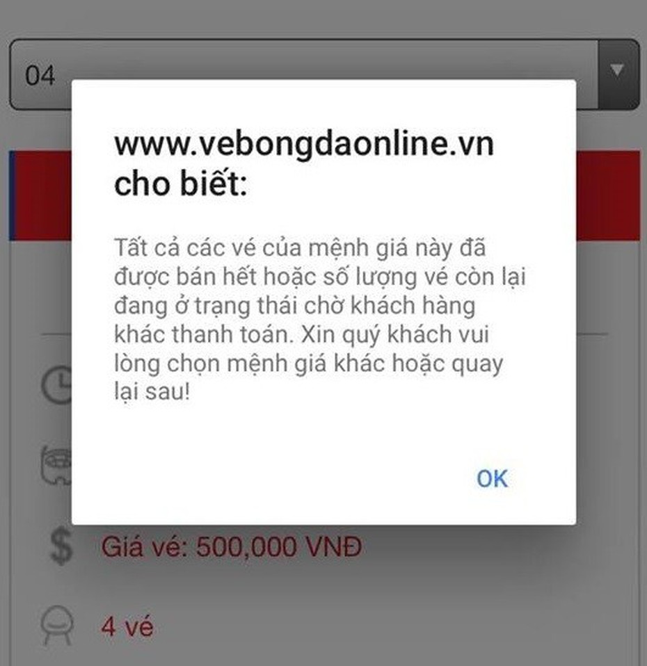 Mua vé online trận bán kết Việt Nam - Philippines: Hy vọng vụt tắt sau 15 phút