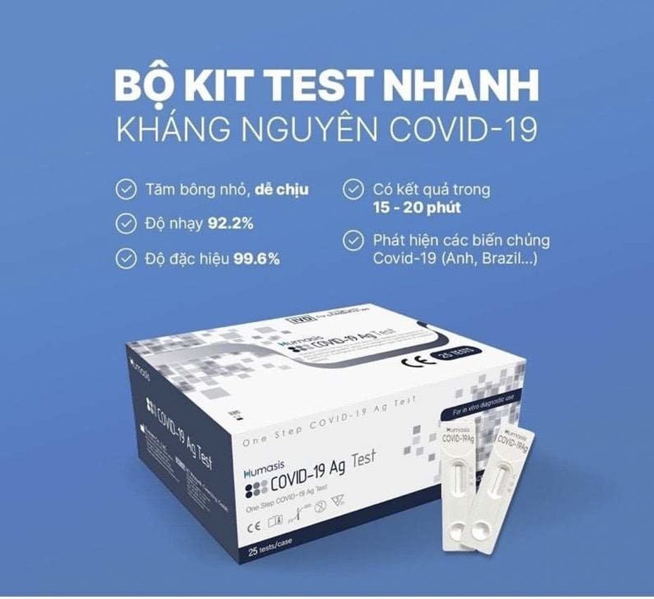 Kit test nhanh Covid-19 Humasis Covid-19 Ag Test được bộ Y tế cấp phép