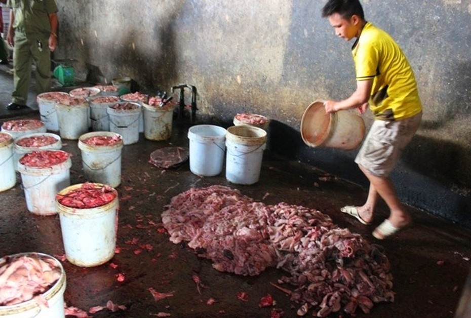 "Đột kích" cơ sở chế biến mỡ heo từ nguyên liệu đã bốc mùi hôi thối