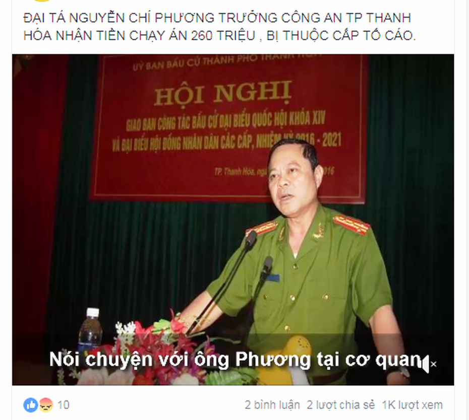 Đang làm rõ nội dung cấp dưới công an “tố ngược” thủ trưởng nhận tiền