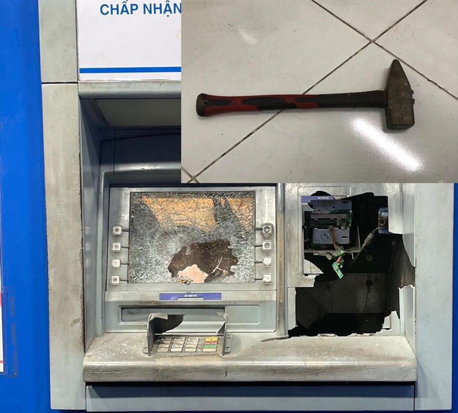 Tạm giữ nam thanh niên đập phá cây ATM vì không trả đủ tiền