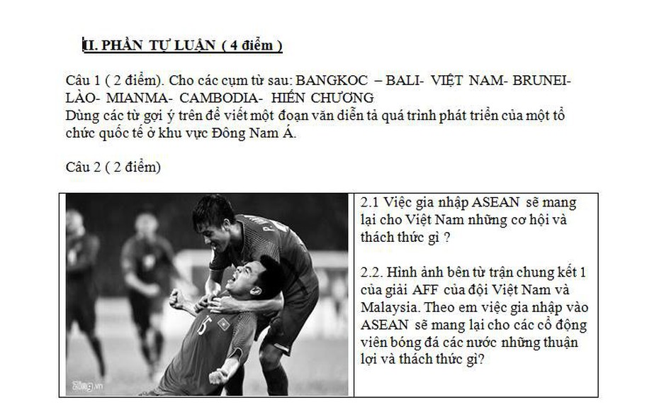 Trận chung kết AFF Cup 2018 xuất hiện trong đề thi học kỳ Lịch sử ở TP.HCM