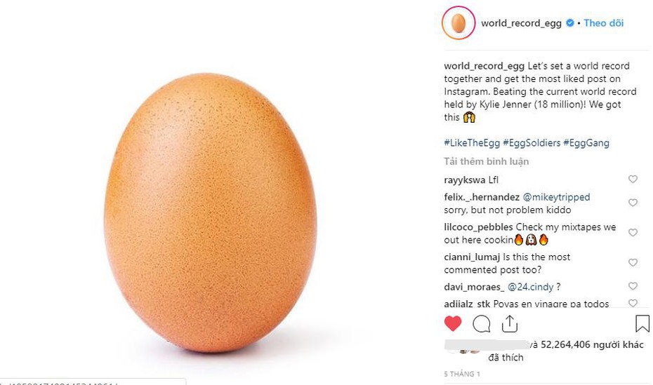 Hé lộ sự thật đằng sau quả trứng phá vỡ kỷ lục Instagram