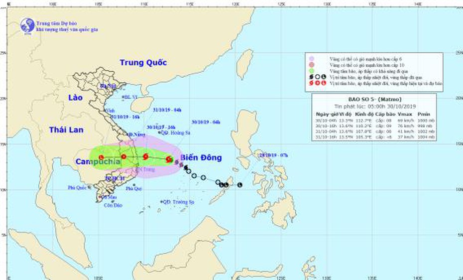 Bão số 5 giật cấp 11, sẽ đổ bộ vùng biển Quảng Ngãi - Ninh Thuận trong hôm nay