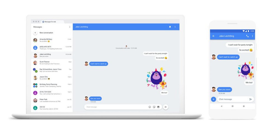 Android Messages cho phép người dùng nhận tin nhắn trên máy tính