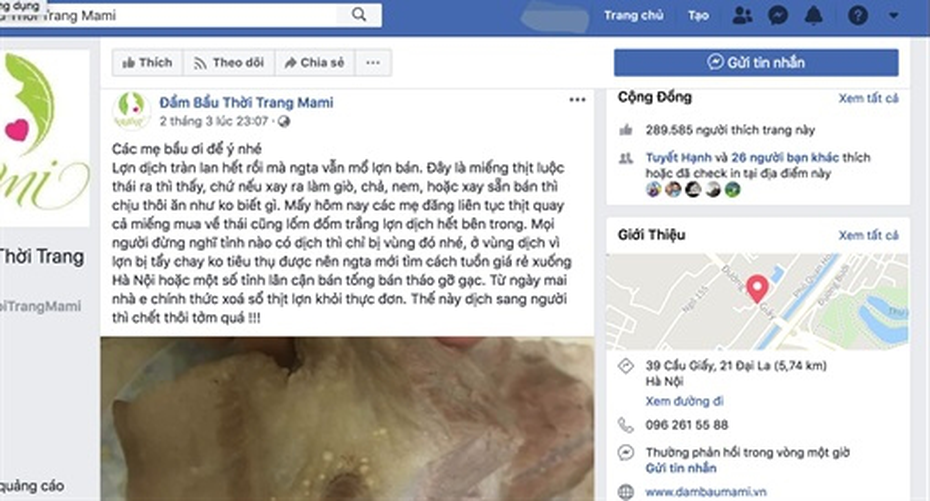 Đề nghị xử lý fanpage chia sẻ thông tin, hình ảnh sai sự thật dịch tả lợn Châu Phi