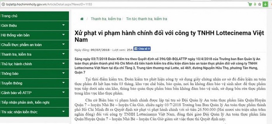 Sau thông tin máy pha sữa có giòi, Lotte Cinema bị phạt vì không đảm bảo vệ sinh thực phẩm