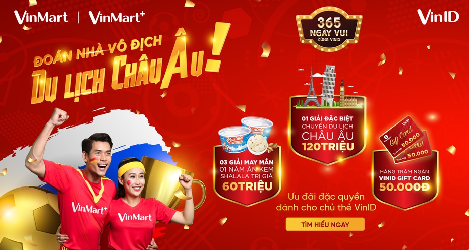 VinID tặng chuyến du lịch châu Âu, tivi65inch, ưu đãi 65% Vinpearl trong tháng 7