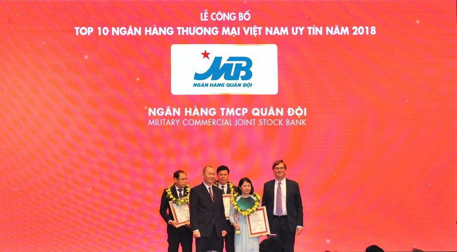 MB thăng hạng trong TOP 10 ngân hàng thương mại Việt Nam uy tín năm 2018