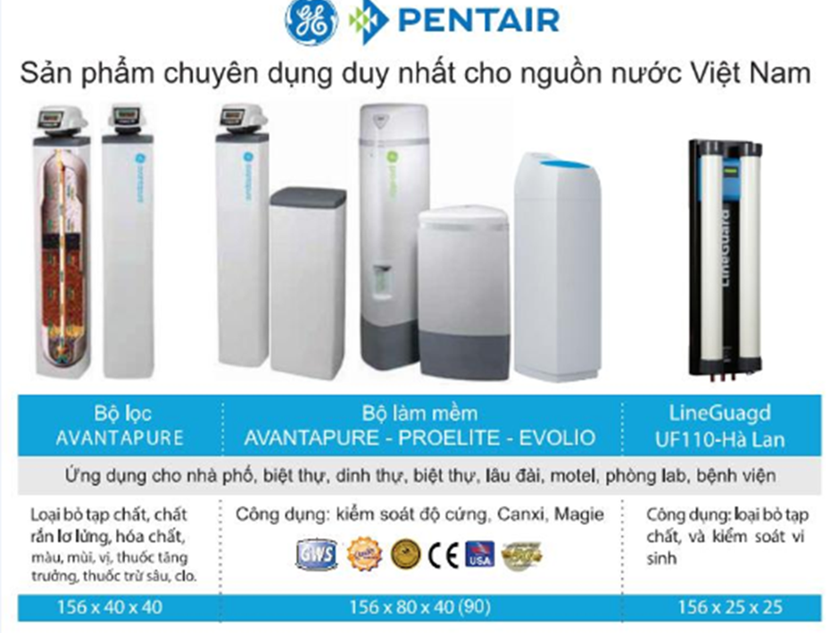 Pentair - Sản phẩm chuyên dụng duy nhất cho nguồn nước Việt Nam