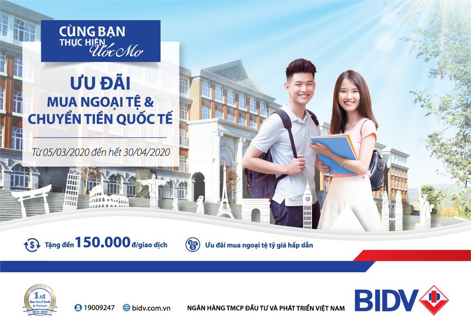 Đến BIDV mua ngoại tệ và chuyển tiền quốc tế để nhận quà