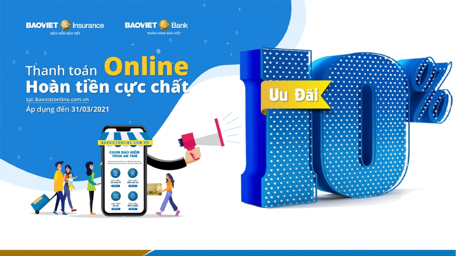 Ưu đãi 10% phí bảo hiểm khi thanh toán bằng thẻ BAOVIET Bank