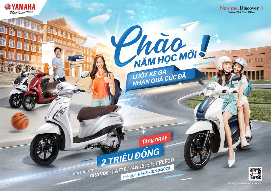 Ưu đãi siêu “khủng” mùa tựu trường: nhận ngay 2 triệu đồng khi mua xe tay ga Yamaha Grande, Latte, Janus hoặc FreeGo