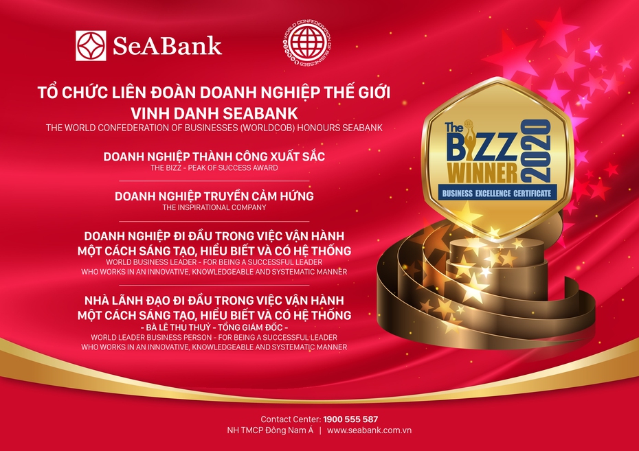 Worldcob trao tặng SeABank 4 giải thưởng danh giá