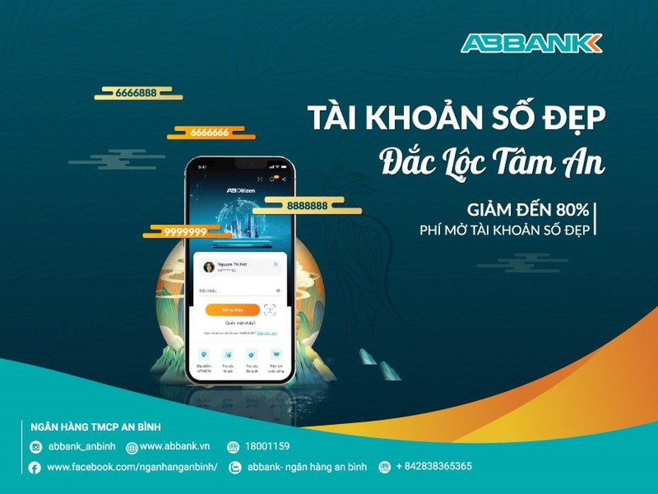 ABBANK ra mắt tính năng mở tài khoản số đẹp, giảm đến 80% chi phí cùng nhiều ưu đãi trọn đời hấp dẫn