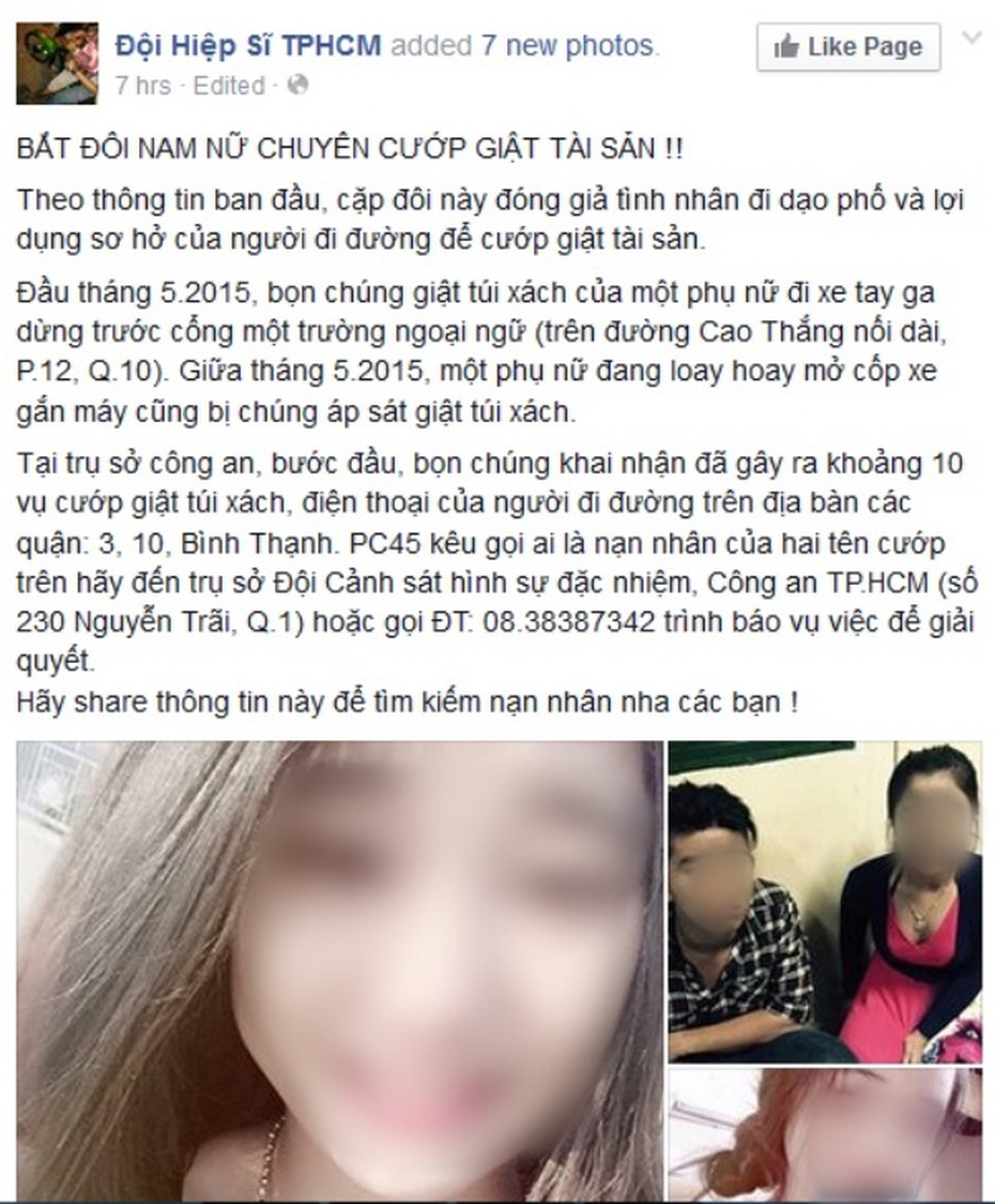 Gái xinh 16 tuổi là thủ phạm hàng loạt vụ cướp giật ở Sài Gòn