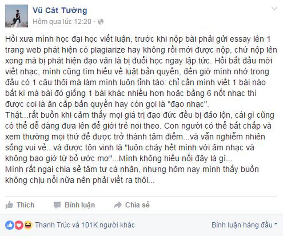 Vũ Cát Tường bị 'tố' ngược khi ám chỉ Sơn Tùng MTP 'đạo nhạc'