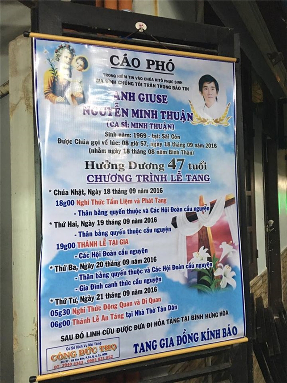 Những hình ảnh cảm động đầu tiên về lễ tang ca sĩ Minh Thuận