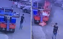 Người đàn ông đổ xăng, châm lửa đốt xe và lý do bất ngờ