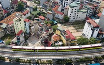 Nhìn từ trên cao tuyến đường sắt đô thị Nhổn - Ga Hà Nội trước ngày chạy thử