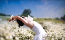 Cười ngất với bộ ảnh chàng trai mặc váy tạo dáng bên cúc họa mi