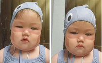 Nổi sóng mạng: Phát sốt với loạt ảnh em bé bị cháy nắng, in hình khẩu trang trên mặt