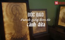 Độc đáo tranh làm quà Tết từ những cành dừa chặt bỏ dọc bờ biển