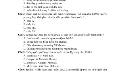 Đề thi THPT quốc gia minh họa 4 môn: Sinh, Sử, Địa, GDCD