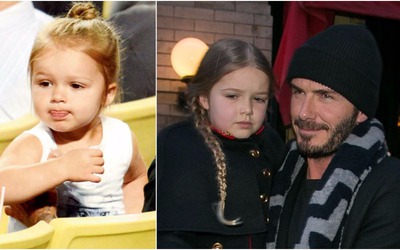 Ngắm chùm ảnh đáng yêu của bé Harper Beckham trong vòng tay bố mẹ