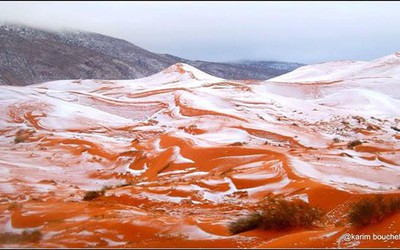 Ảnh: Tuyết phủ trắng sa mạc Sahara lần đầu tiên trong 37 năm