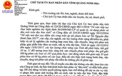 Quảng Ninh: Xảy ra đốt pháo sẽ truy trách nhiệm lãnh đạo địa phương