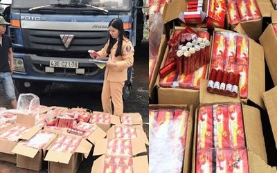 Bắt ô tô tải vận chuyển hơn 2.000 quả pháo trái phép