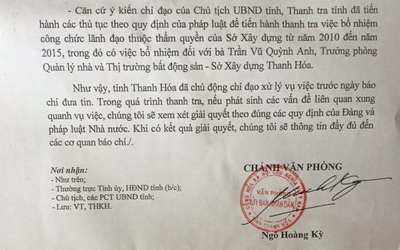 Thanh Hóa: Thanh tra quy trình bổ nhiệm ‘thần tốc’ bà Quỳnh Anh