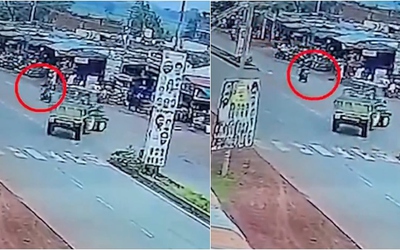 Xe máy lao thẳng vào xe công nông, người ngồi sau văng xa 6 mét