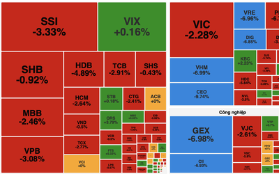 Sắc đỏ bao phủ, VN-Index "rơi tự do" gần 31 điểm