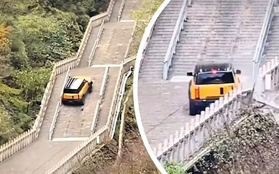 Kinh hoàng khoảnh khắc chiếc ô tô gặp sự cố khi chinh phục "Cổng Trời"