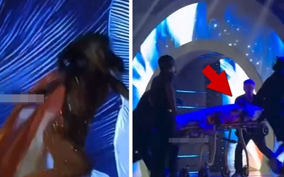 Thí sinh thi hoa hậu ngã khỏi sân khấu, được khiêng ra ngoài bằng cáng