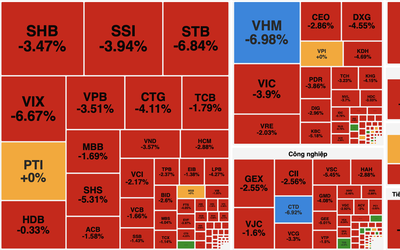 VN-Index thủng mốc 1.600 điểm, áp lực bán lan rộng toàn thị trường