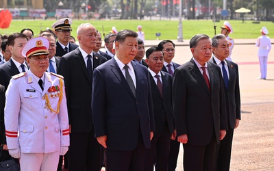 Tổng Bí thư Tô Lâm và Tổng Bí thư, Chủ tịch nước Trung Quốc viếng Chủ tịch Hồ Chí Minh
