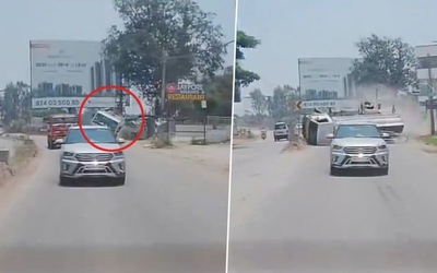 Cố vượt xe khác, xe bồn lật nghiêng rồi lăn nhiều vòng trên đường