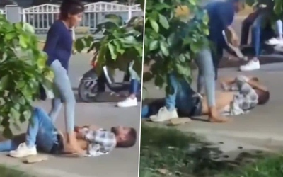Bắt quả tang chồng ngoại tình, vợ đánh chồng tới tấp giữa phố