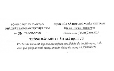 Thông báo mời chào giá dịch vụ